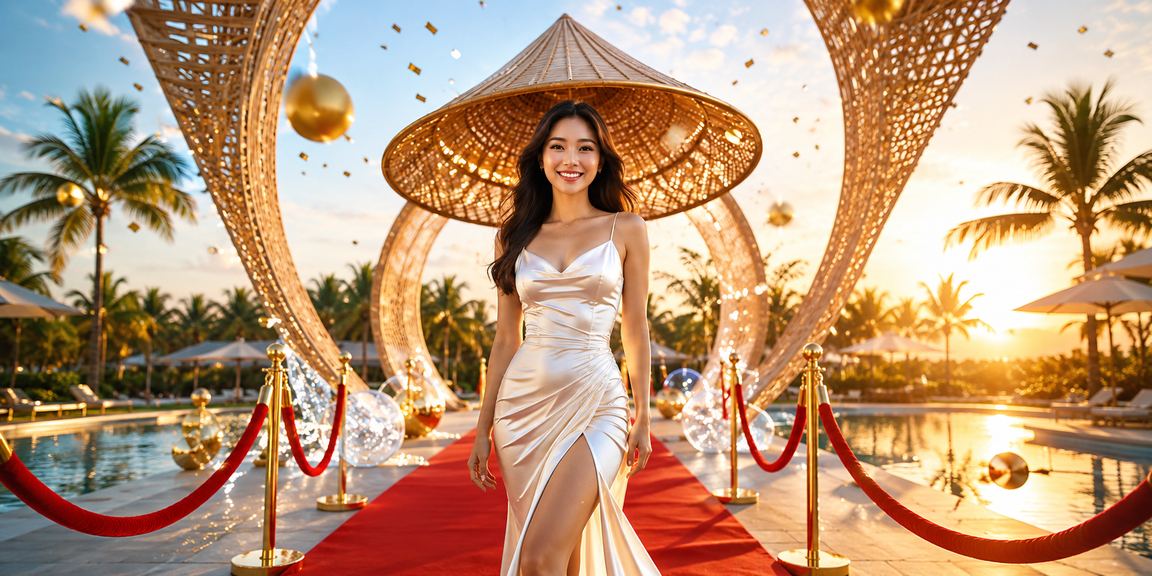 Cảnh biển Nha Trang với người dùng kiểm tra kết quả cược và xổ số trên điện thoại bên bờ biển